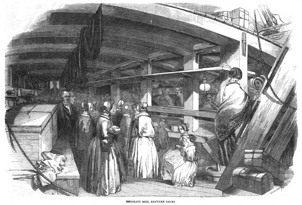Between Decks of an Emigrant Ship, The Illustrated London news Aug. 17, 1850